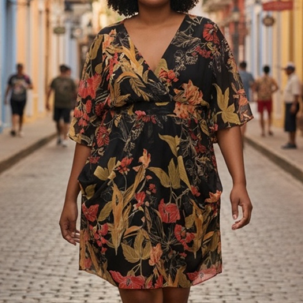 100% Silk City Chic Flowing Flowers Top